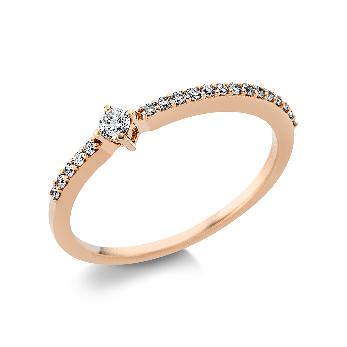 1AH67R Solitaeire Rosegold 18kt 0,18 Diamantringe mit 20 Diamanten - 1AH67 – Bild 1