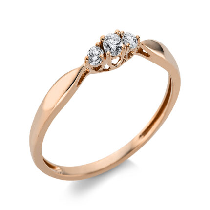Solitaeire Rosegold / Weißgold 18kt 0,15 Diamantringe mit 3 Diamanten - 1AJ40
