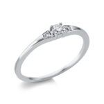 Solitaeire 4er-Krappe Weißgold 18kt 0,12 Diamantringe mit 3 Diamanten - 1AK15
