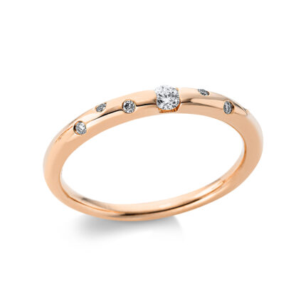 Solitaeire Rosegold 18kt 0,10 Diamantringe mit 7 Diamanten - 1AL90