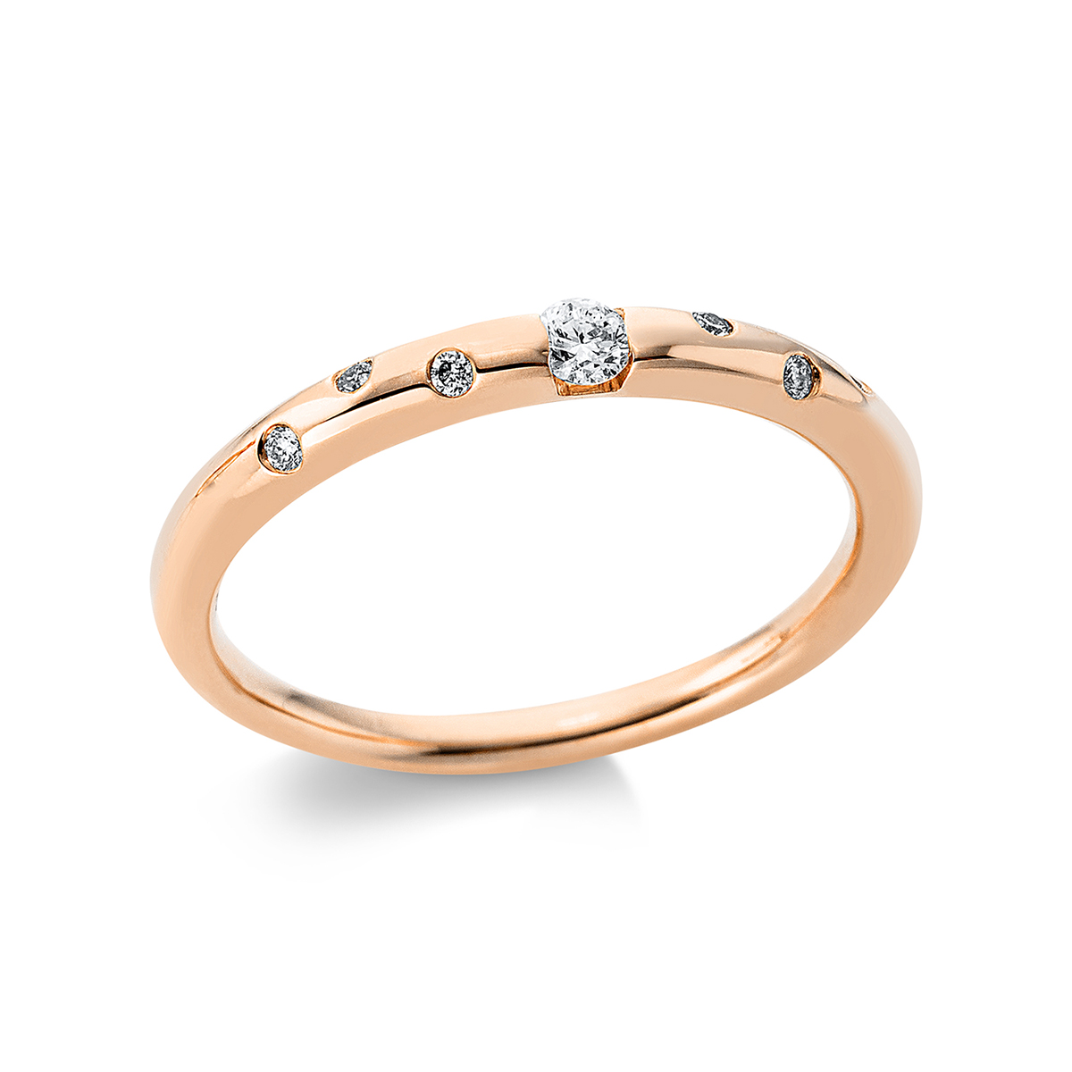1AL90R Solitaeire Rosegold 18kt 0,10 Diamantringe mit 7 Diamanten - 1AL90 – Bild 1