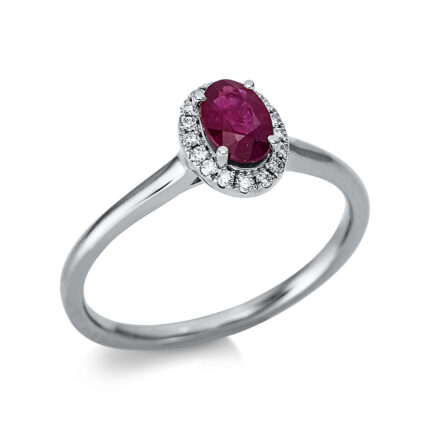 Farbstein 4er-Krappe Weißgold 18kt 0,08 Diamantringe Farbstein 0,54 ct - 1BH10