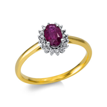 Farbstein 4er-Krappe Gelbgold / Weißgold 18kt 0,10 Diamantringe Farbstein 0,51 ct - 1BH14