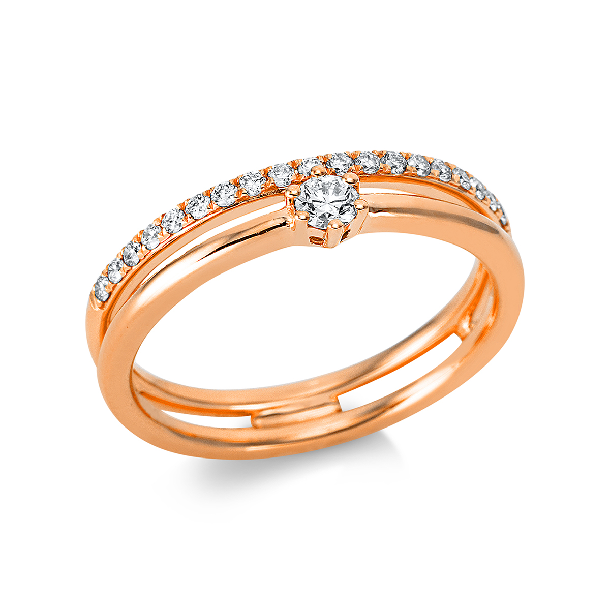 1BH44R Solitaeire Rosegold 18kt 0,23 Diamantringe mit 20 Diamanten - 1BH44 – Bild 1