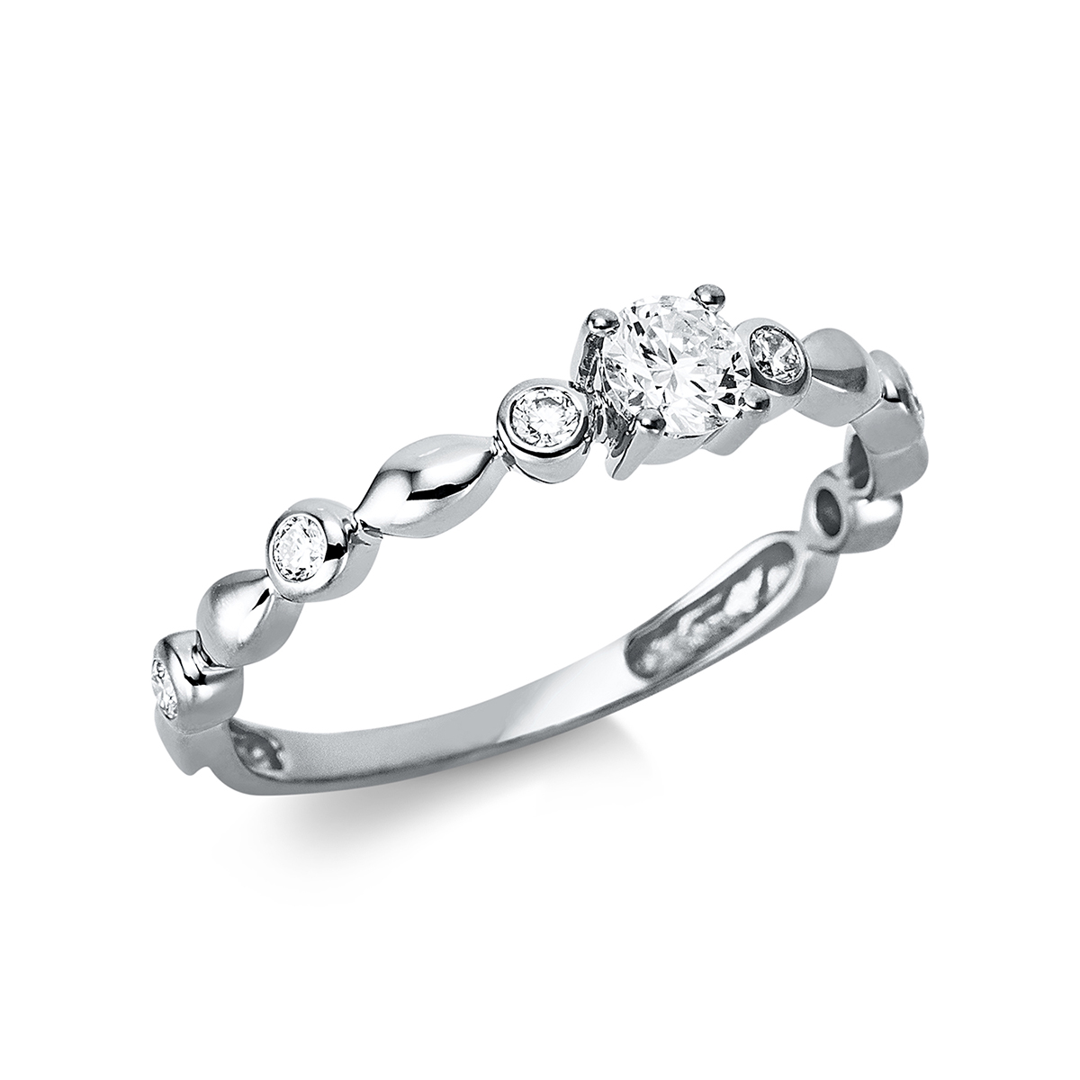 1BH88W Solitaeire 4er-Krappe Weißgold 18kt 0,32 Diamantringe mit 7 Diamanten - 1BH88 – Bild 1