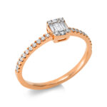 Baguette Rosegold / Weißgold 18kt 0,25 Diamantringe mit 31 Diamanten - 1BU42