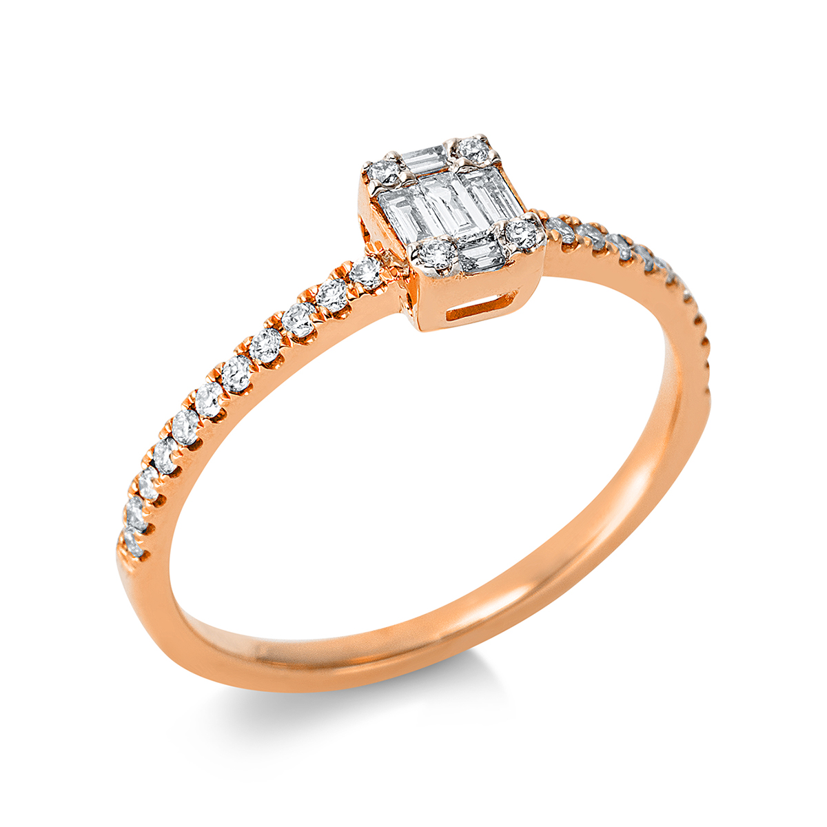 1BU42RW Baguette Rosegold / Weißgold 18kt 0,25 Diamantringe mit 31 Diamanten - 1BU42 – Bild 1