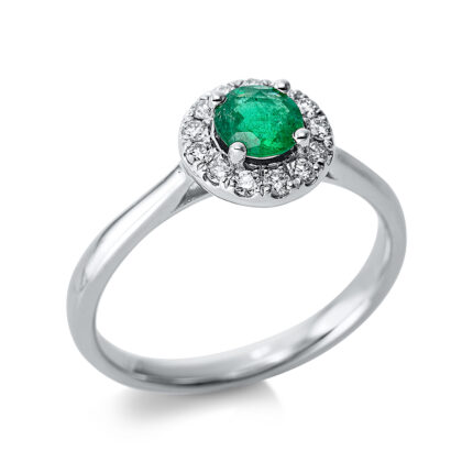 Farbstein 4er-Krappe Weißgold 18kt 0,17 Diamantringe Farbstein 0,47 ct - 1CB91