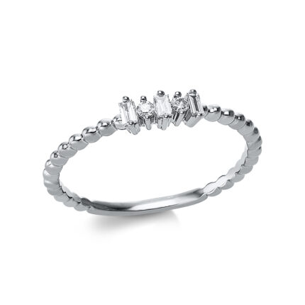 Baguette Weißgold 18kt 0,08 Diamantringe mit 5 Diamanten - 1CC86