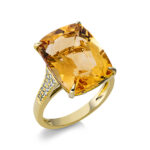 Farbstein 4er-Krappe Gelbgold 18kt 0,19 Diamantringe Farbstein 10,4 ct - 1CE63
