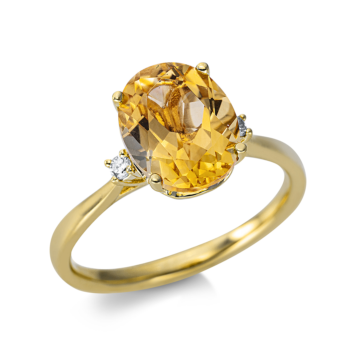1CF03G Farbstein 4er-Krappe Gelbgold 18kt 0,04 Diamantringe Farbstein 2,22 ct - 1CF03 – Bild 1