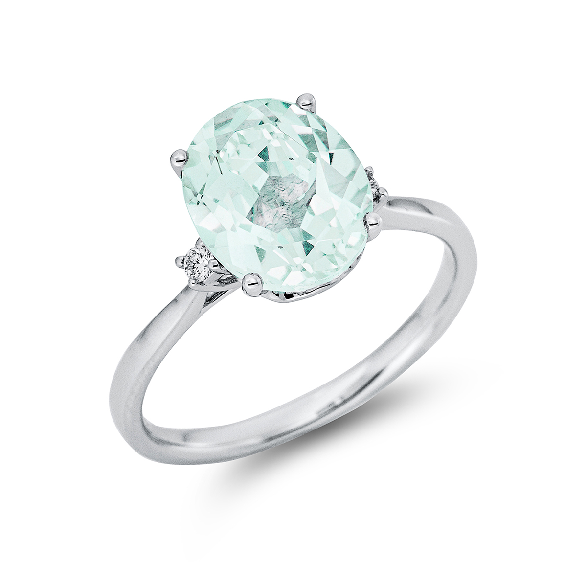 1CF05W Farbstein 4er-Krappe Weißgold 18kt 0,04 Diamantringe Farbstein 2,77 ct - 1CF05 – Bild 1