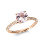 Farbstein 4er-Krappe Rosegold 18kt 0,14 Diamantringe Farbstein 1,11 ct - 1CF22