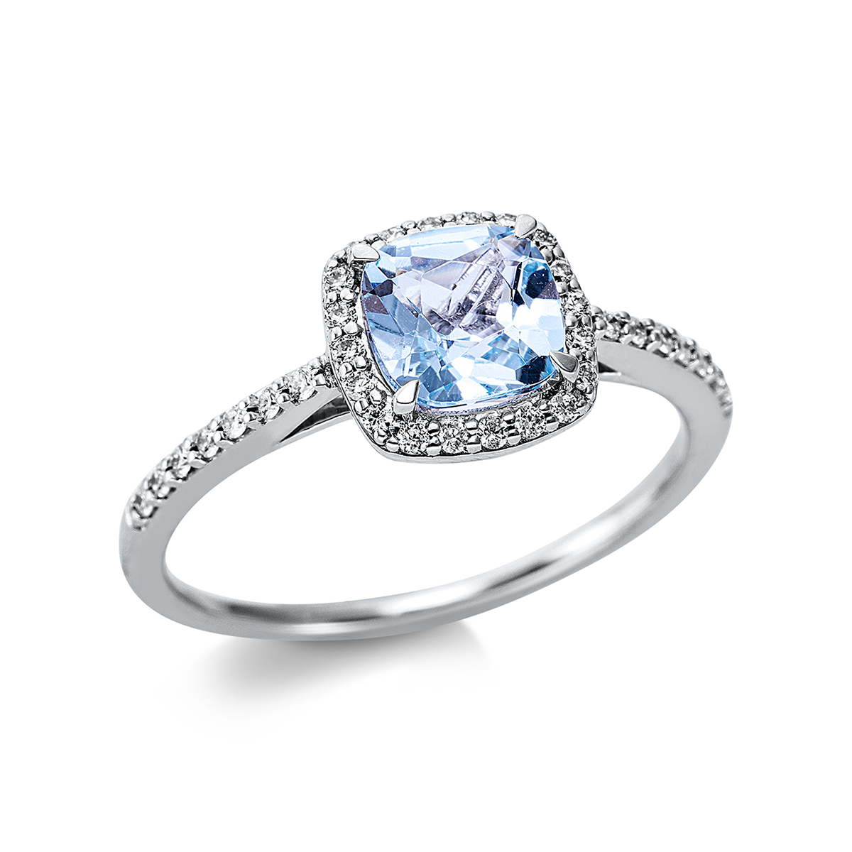 1CF25W Farbstein 4er-Krappe Weißgold 18kt 0,18 Diamantringe Farbstein 0,9 ct - 1CF25 – Bild 1