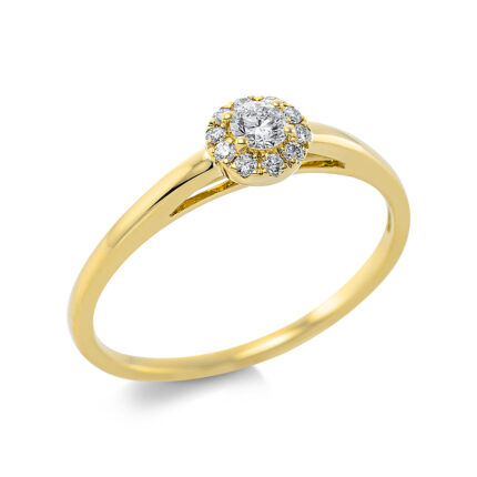 Solitaeire Gelbgold 18kt 0,18 Diamantringe mit 11 Diamanten - 1CF41