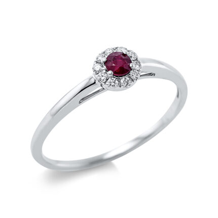 Farbstein Weißgold 18kt 0,07 Diamantringe Farbstein 0,14 ct - 1CF44