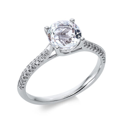 Farbstein 4er-Krappe Weißgold 18kt 0,14 Diamantringe Farbstein 1,29 ct - 1CI08