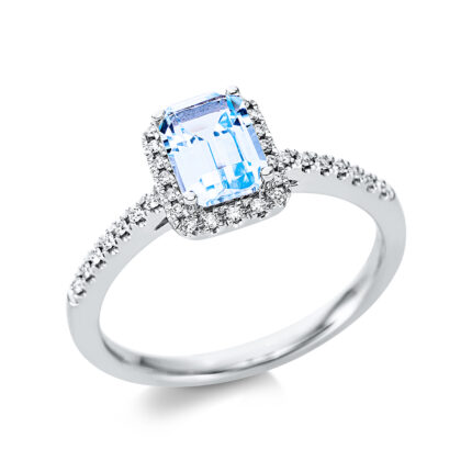 Farbstein 4er-Krappe Weißgold 18kt 0,11 Diamantringe Farbstein 1,24 ct - 1CI40