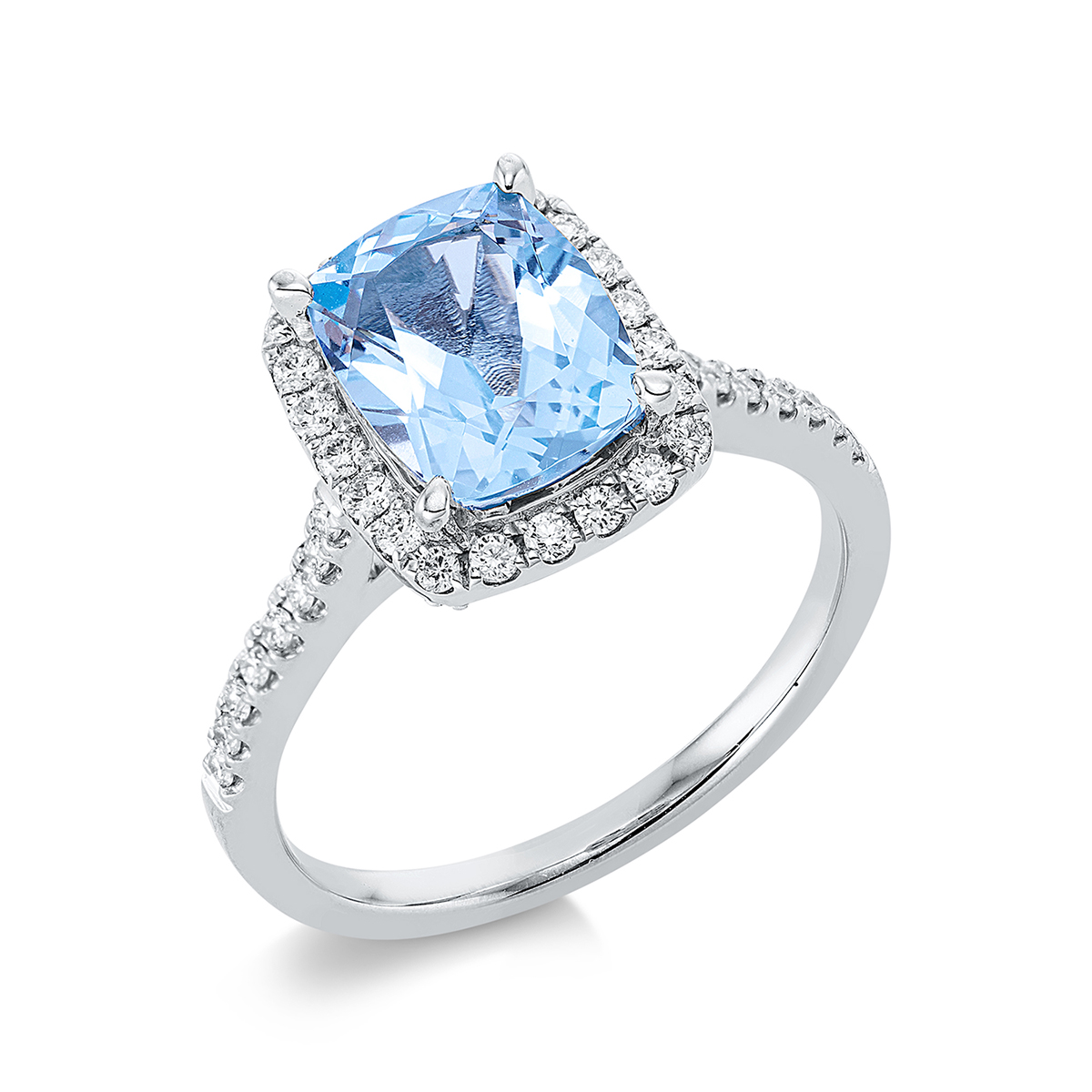 1CL02W Farbstein 4er-Krappe Weißgold 18kt 0,36 Diamantringe Farbstein 2,48 ct - 1CL02 – Bild 1