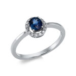 Farbstein 4er-Krappe Weißgold 18kt 0,05 Diamantringe Farbstein 0,37 ct - 1CM09