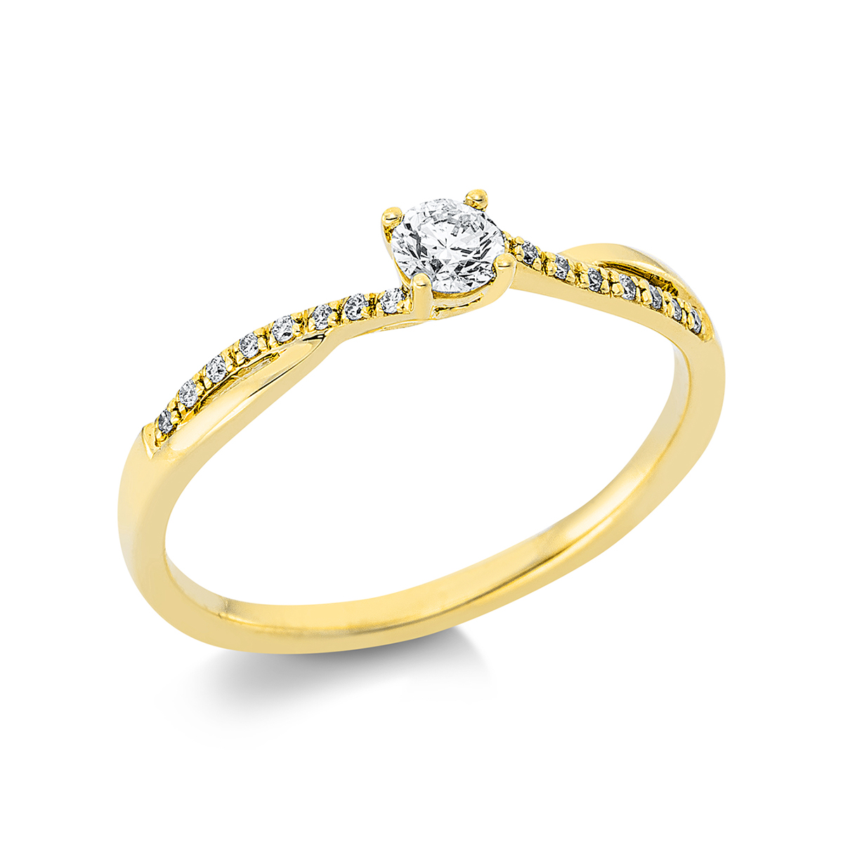 1CM34G Solitaeire 4er-Krappe Gelbgold 18kt 0,20 Diamantringe mit 17 Diamanten - 1CM34 – Bild 1