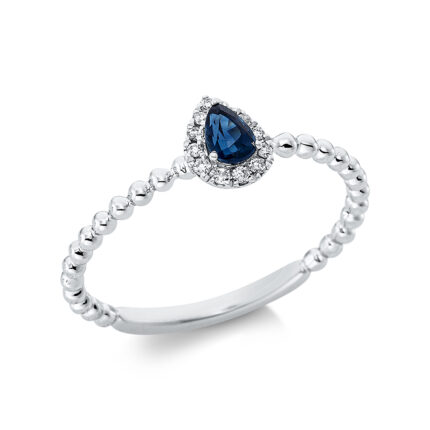 Farbstein 3er-Krappe Weißgold 18kt 0,05 Diamantringe Farbstein 0,22 ct - 1CM57