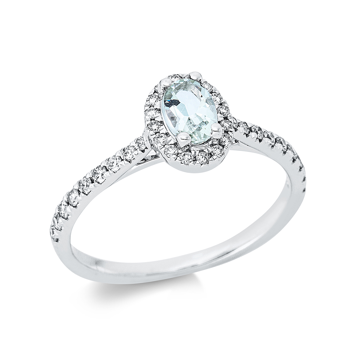 1CO77W Farbstein 4er-Krappe Weißgold 18kt 0,27 Diamantringe Farbstein 0,39 ct - 1CO77 – Bild 1