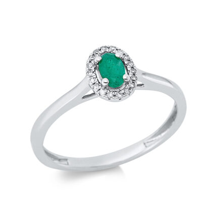 Farbstein 4er-Krappe Weißgold 18kt 0,05 Diamantringe Farbstein 0,2 ct - 1CO82