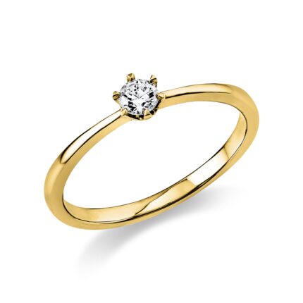 Solitaeire 6er-Krappe Gelbgold 18kt 0,15 Diamantringe mit 1 Diamanten - 1C478