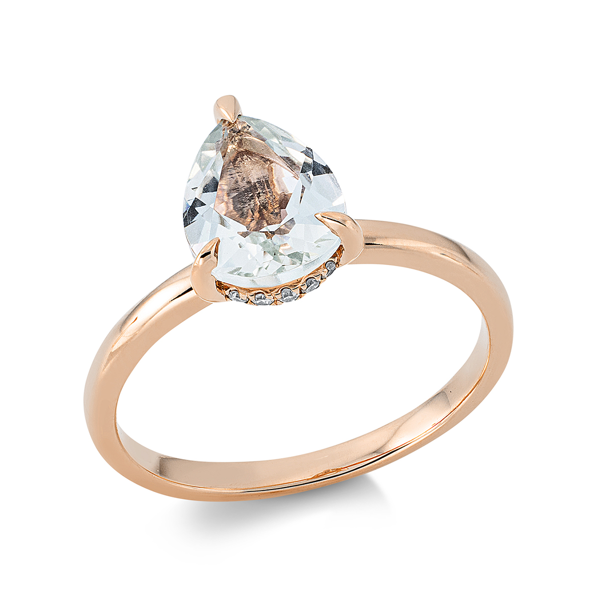 1DU54R Farbstein 3er-Krappe Rosegold 18kt 0,07 Diamantringe Farbstein 1,57 ct - 1DU54 – Bild 1