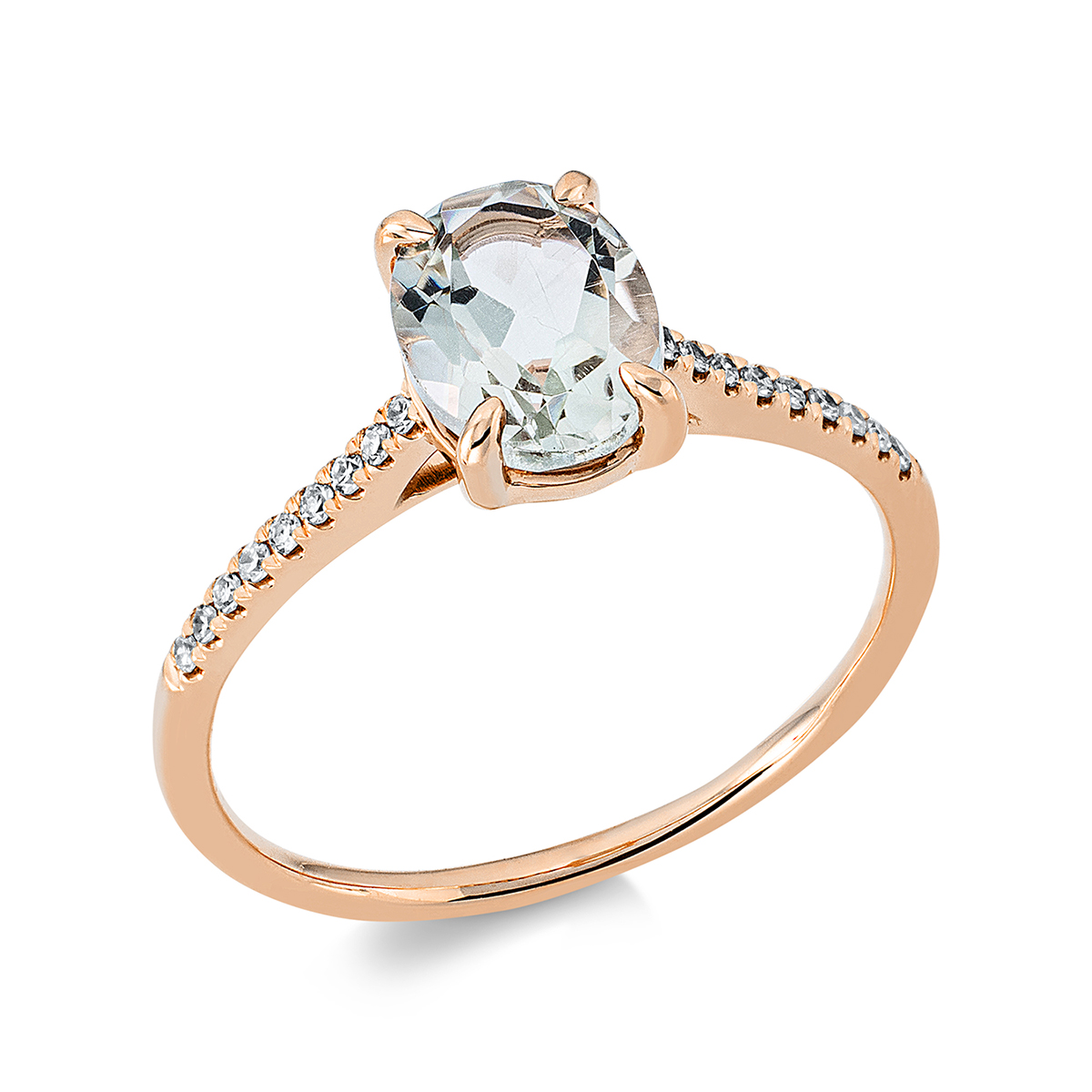 1DU64R Farbstein 4er-Krappe Rosegold 18kt 0,07 Diamantringe Farbstein 1,28 ct - 1DU64 – Bild 1