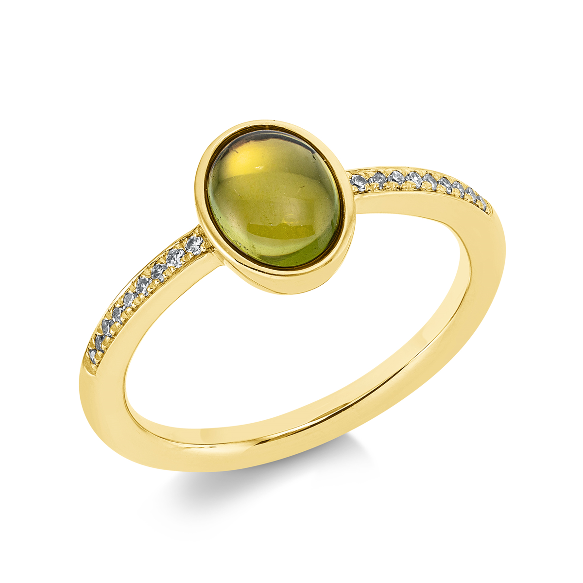 1FQ14G Farbstein Gelbgold 18kt 0,07 Diamantringe Farbstein 1,36 ct - 1FQ14 – Bild 1