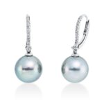 Ohrschmuck Weißgold 18kt 0,16 Diamantschmuck mit 22 Diamanten Tahiti 10,5 mm - 2D634