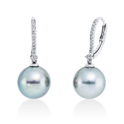 Ohrschmuck Weißgold 18kt 0,16 Diamantschmuck mit 22 Diamanten Tahiti 10,5 mm - 2D634