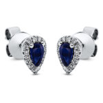 Ohrstecker 3er-Krappe Weißgold 18kt 0,14 Diamantschmuck Farbstein 0,63 ct - 2G060