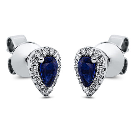 Ohrstecker 3er-Krappe Weißgold 18kt 0,14 Diamantschmuck Farbstein 0,63 ct - 2G060