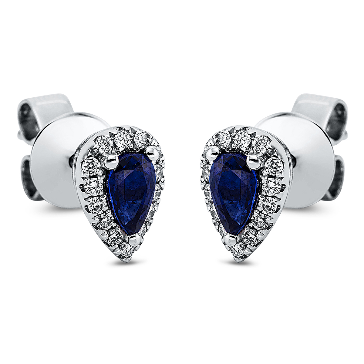 2G060W Ohrstecker 3er-Krappe Weißgold 18kt 0,14 Diamantschmuck Farbstein 0,63 ct - 2G060 – Bild 1