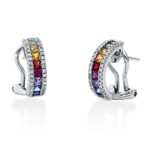 Creolen Weißgold 18kt 0,25 Diamantschmuck Farbstein 0,9 ct - 2H069