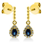 Ohrschmuck 3er-Krappe Gelbgold 18kt 0,09 Diamantschmuck Farbstein 0,36 ct - 2M088