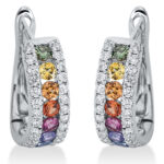 Creolen Weißgold 18kt 0,33 Diamantschmuck Farbstein 0,64 ct - 2M531