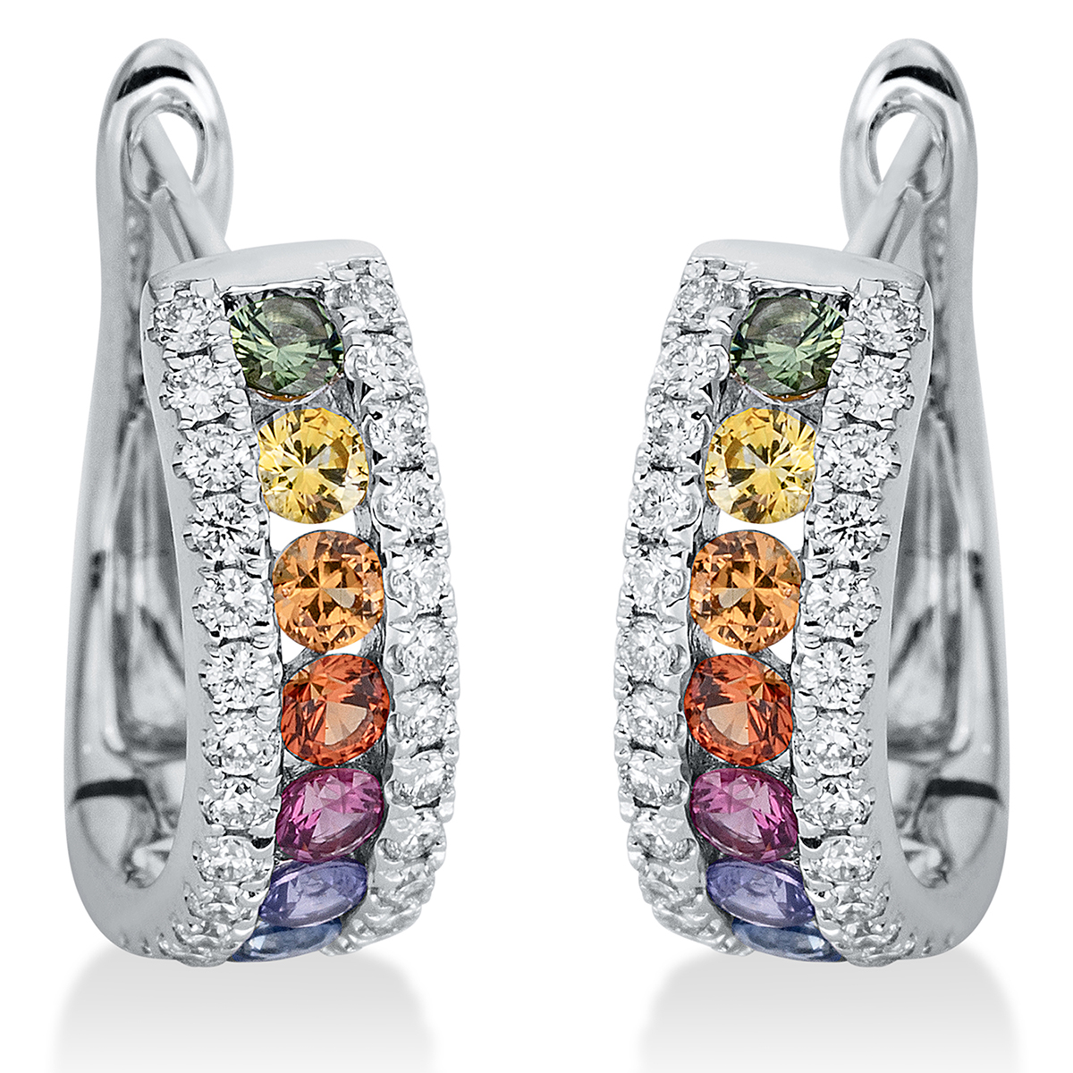 2M531W Creolen Weißgold 18kt 0,33 Diamantschmuck Farbstein 0,64 ct - 2M531 – Bild 1