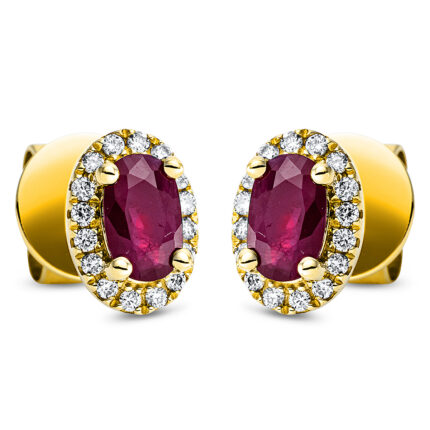 Ohrstecker 4er-Krappe Gelbgold 18kt 0,10 Diamantschmuck Farbstein 0,56 ct - 2M805