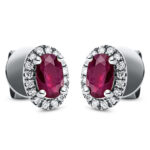 Ohrstecker 4er-Krappe Weißgold 18kt 0,10 Diamantschmuck Farbstein 0,53 ct - 2M805