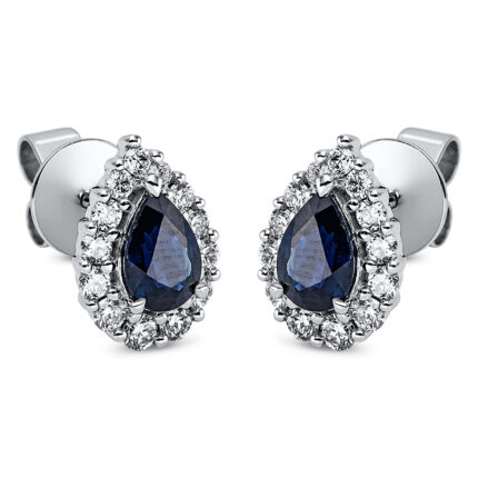 Ohrstecker 3er-Krappe Weißgold 18kt 0,44 Diamantschmuck Farbstein 0,96 ct - 2M808