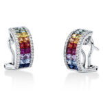 Creolen Weißgold 18kt 0,27 Diamantschmuck Farbstein 1,91 ct - 2M909