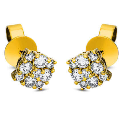 Ohrstecker Gelbgold 18kt 0,69 Diamantschmuck mit 18 Diamanten - 2N552