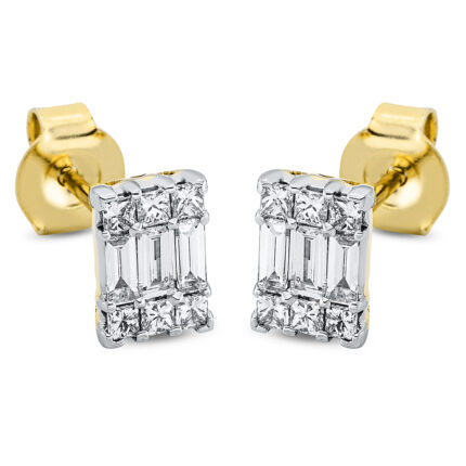 Ohrstecker Gelbgold / Weißgold 18kt 0,51 Diamantschmuck mit 18 Diamanten - 2N596
