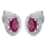 Ohrstecker 4er-Krappe Weißgold 18kt 0,15 Diamantschmuck Farbstein 0,96 ct - 2N682