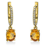 Ohrschmuck 4er-Krappe Gelbgold 18kt 0,17 Diamantschmuck Farbstein 2,21 ct - 2N694