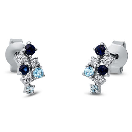 Ohrstecker Weißgold 18kt 0,13 Diamantschmuck Farbstein 0,3 ct - 2N735